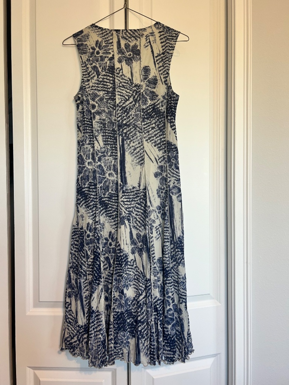New Blue Coldwater Creek Floral Seamed Mesh  Sleeveless Dress Size 10 Lined - Picture 8 of 12